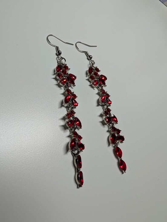 Jewelry - Red Flower Drop Earrings